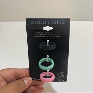 Silicone Rings 3 pc. Black/Green/Pink One Size NWT
